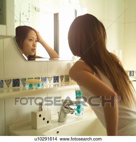Brown Hair, Youth Culture, Girl's Talk, Sink View Large Photo Image Picture - Brown Hair, Youth Culture, Girl's Talk, Sink. Fotosearch