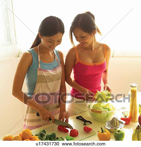Cooking, Looking Down, Indoor, Lifestyles, Domestic Life, Girl's Talk, Domestic Kitchen View Large Photo Image Stock Image - Cooking, Looking Down, Indoor, Lifestyles, Domestic Life, Girl's Talk, Domestic Kitchen. Fotosearch