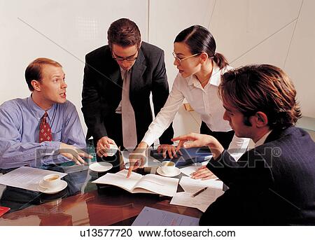 Stock Image - brown hair, business, conference. Fotosearch