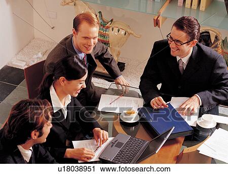 Stock Image - brown hair, business, conference. Fotosearch