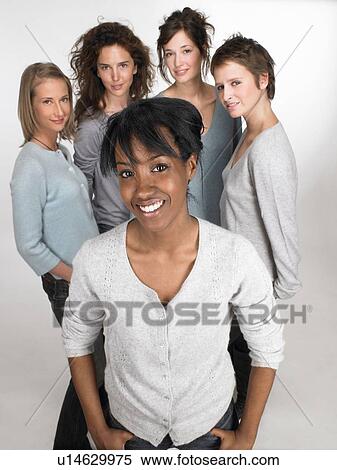 Portrait of a woman, group behind View Large Photo Image Stock Photography - Portrait of a woman, group behind. Fotosearch