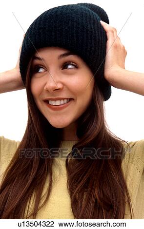 Caucasian Female Wearing Beanie Hat Stock Image U13504322