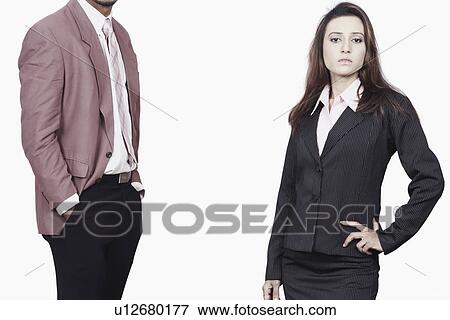 Stock Photo - Portrait of a businessman and a businesswoman. Fotosearch