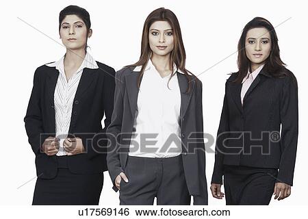 Stock Photograph - Portrait of three businesswomen smiling. Fotosearch