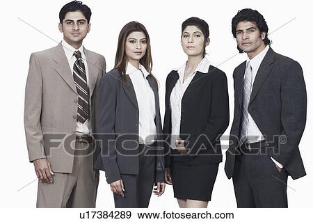 Portrait of two businessmen and two businesswomen smiling View Large Photo Image Stock Photo - Portrait of two businessmen and two businesswomen smiling. Fotosearch