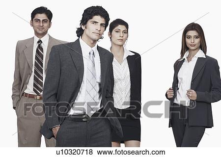 Portrait of two businessmen and two businesswomen smiling View Large Photo Image Stock Photo - Portrait of two businessmen and two businesswomen smiling. Fotosearch