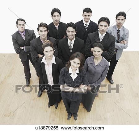 Stock Photography - High angle view of a group of business executives forming a triangle. Fotosearch