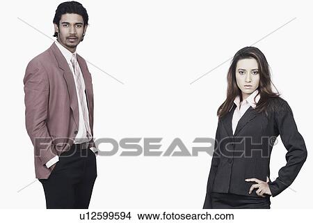 Picture - Portrait of a businessman and a businesswoman. Fotosearch