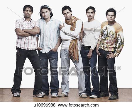 Portrait of five young men posing View Large Photo Image Stock Photo - Portrait of five young men posing. Fotosearch