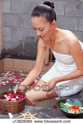 bathrobe, bathtub, beautification View Large Photo Image Stock Photography - bathrobe, bathtub, beautification. Fotosearch