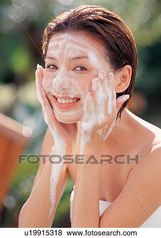 bathrobe, beautification, asian ethnicity View Large Photo Image Stock Photo - bathrobe, beautification, asian ethnicity. Fotosearch