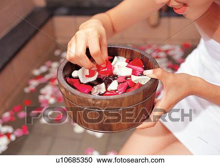 Spa with rose petals View Large Photo Image Stock Image - Spa with rose petals. Fotosearch