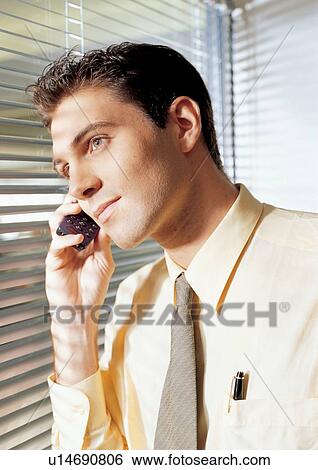 mobile phone, tie, indoor, work, business man View Large Photo Image Stock Photograph - mobile phone, tie, indoor, work, business man. Fotosearch