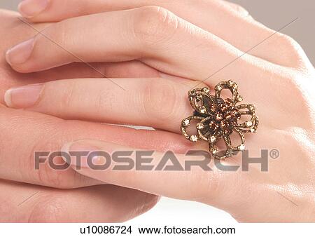 Close-up of a ring on a young woman's finger View Large Photo Image Picture - Close-up of a ring on a young woman's finger. Fotosearch