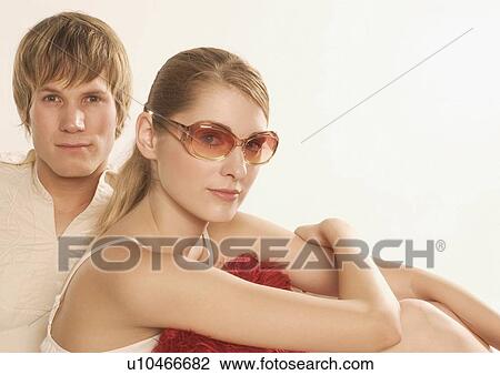 Stock Image - Portrait of a young couple. Fotosearch