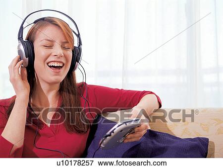 brown hair, cheerful, content View Large Photo Image Stock Photo - brown hair, cheerful, content. Fotosearch
