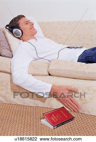 brown hair, music, listening, sofa View Large Photo Image Stock Image - brown hair, music, listening, sofa. Fotosearch