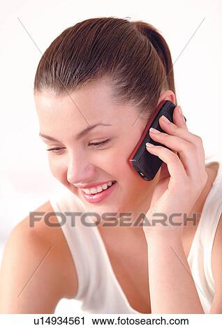 cheerful, single, night dress, cellular View Large Photo Image Stock Image - cheerful, single, night dress, cellular. Fotosearch
