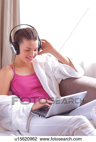 night dress, headphone, happiness, sole, working, hand on keyboard View Large Photo Image Stock Image - night dress, headphone, happiness, sole, working, hand on keyboard. Fotosearch