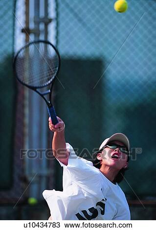 Stock Image - exercise, leisure, tennis, tennis ball, sport, player, sunglasses. Fotosearch