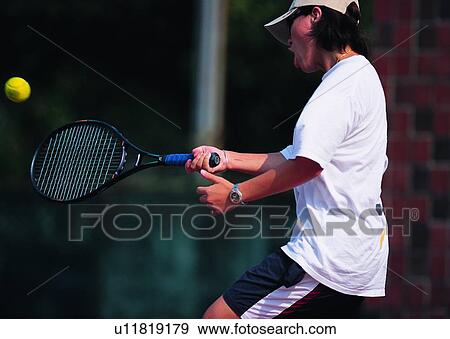 exercise, racket, recreation, tennis, player, leisure, sport View Large Photo Image Stock Photo - exercise, racket, recreation, tennis, player, leisure, sport. Fotosearch