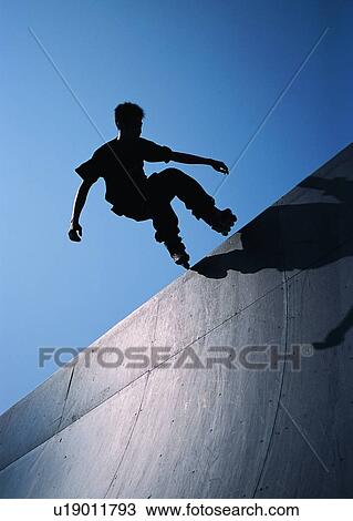 Stock Image - shadow, recreation, skate, exercise, sky, sport, inline skates. Fotosearch
