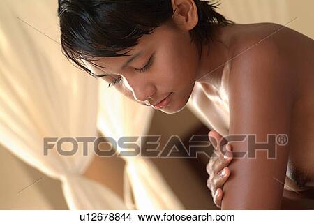 Picture - Black Hair, Day, Curtain, Asian Ethnicity. Fotosearch