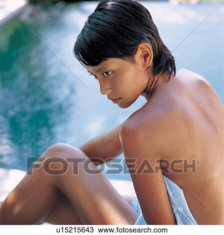Stock Image - Health Spa, Relaxation, Outdoor, Well-Being, Square, Beauty, One Girl Only. Fotosearch