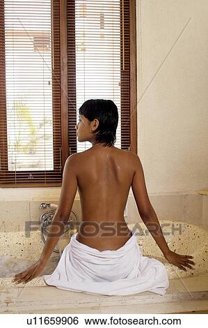 Stock Photograph - One Young Woman Only, Asian Ethnicity, Body Care, Well-Being, One Person, Black Hair. Fotosearch