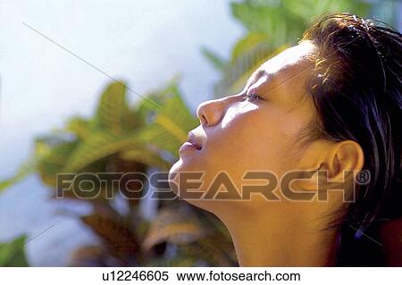 Stock Photography - One Young Woman Only, Close-Up, Human Head, Relaxation, Pampering, Day, Spa Treatment. Fotosearch