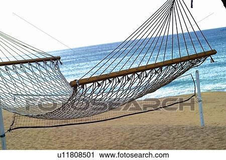 Stock Image - Beach, Beach Volleyball, Close-Up, Day, Hammock. Fotosearch