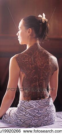 Stock Photograph - waist up, rub, idyllic, pampering, woman. Fotosearch