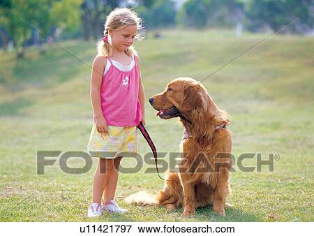 Blonde Hair Dog One Person Happy Cheerful Sitting Stock Photo
