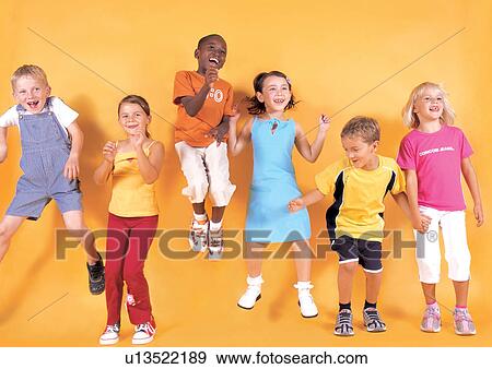 Stock Photo - asian ethnicity, boy, blonde hair, black hair, african ethnicity. Fotosearch