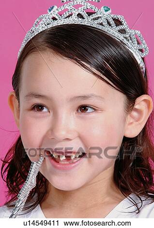 Stock Image - culture, childhood, child, female, looking away. Fotosearch