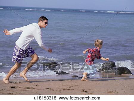 sea shore, bond, outdoor, 4-5 years, father with child, on the move View Large Photo Image Stock Photo - sea shore, bond, outdoor, 4-5 years, father with child, on the move. Fotosearch