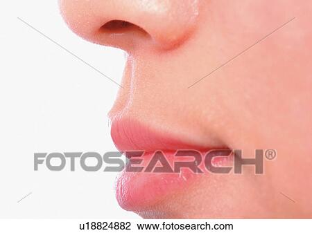 Stock Image - Chin, Close-Up, Human Lips, Human Mouth. Fotosearch