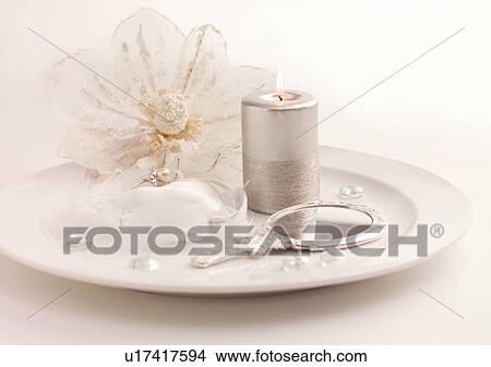 Picture - Candle, Plate, Celebration Event. Fotosearch