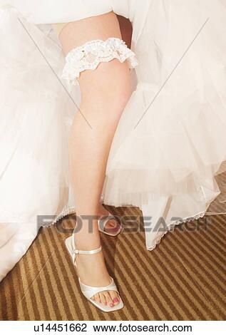 Stock Image - Standing, Wedding Dress, Low Section View. Fotosearch