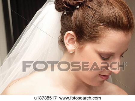Stock Photo - Veil, Close-Up, Head And Shoulders, Looking Down. Fotosearch