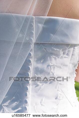 Stock Photo - Wedding Dress, Veil, Rear View. Fotosearch