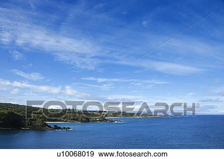 Coastline with blue sky of Honolulu, Hawaii. View Large Photo Image Stock Photo - Coastline with blue sky of Honolulu, Hawaii.. Fotosearch