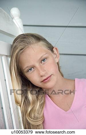 Portrait of Caucasian pre-teen girl. View Large Photo Image Stock Photo - Portrait of Caucasian pre-teen girl.. Fotosearch
