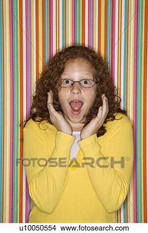 Caucasian female child looking surprised. View Large Photo Image Picture - Caucasian female child looking surprised.. Fotosearch