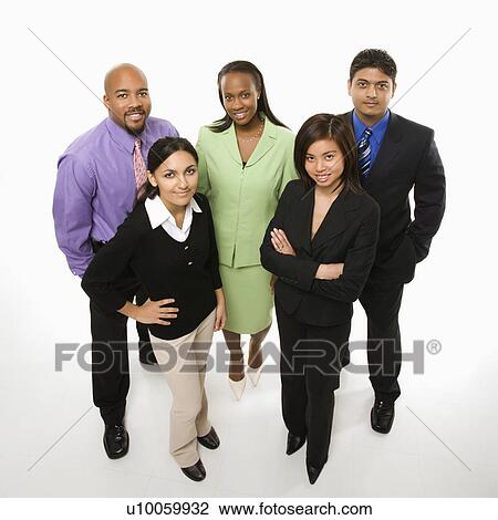 Portrait of multi-ethnic business group standing looking at viewer. View Large Photo Image Stock Image - Portrait of multi-ethnic business group standing looking at viewer.. Fotosearch