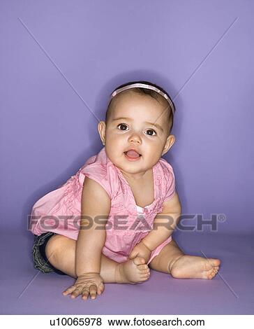 Stock Photo - Hispanic female baby portrait.. Fotosearch