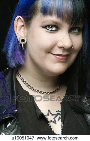 Head shot of Caucasian woman with blue hair. View Large Photo Image Stock Photo - Head shot of Caucasian woman with blue hair.. Fotosearch