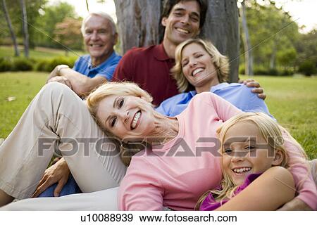Stock Photo - Three Generations in park. Fotosearch