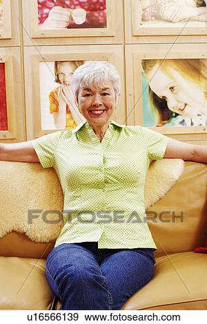Stock Photo - Portrait of a senior woman smiling. Fotosearch