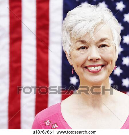 Stock Image - Portrait of a senior woman smiling. Fotosearch